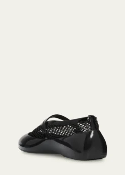 ALAIAMesh Mary Jane Ballerina Flats