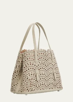 ALAIAMina 25 Tote Bag in Perforated Nubuck Leather