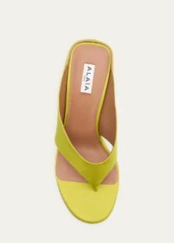 ALAIA75mm Cube Satin Thong Wedge Sandals