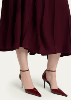 ALAIA90mm d'Orsay Shiny Leather Ankle-Strap Pumps