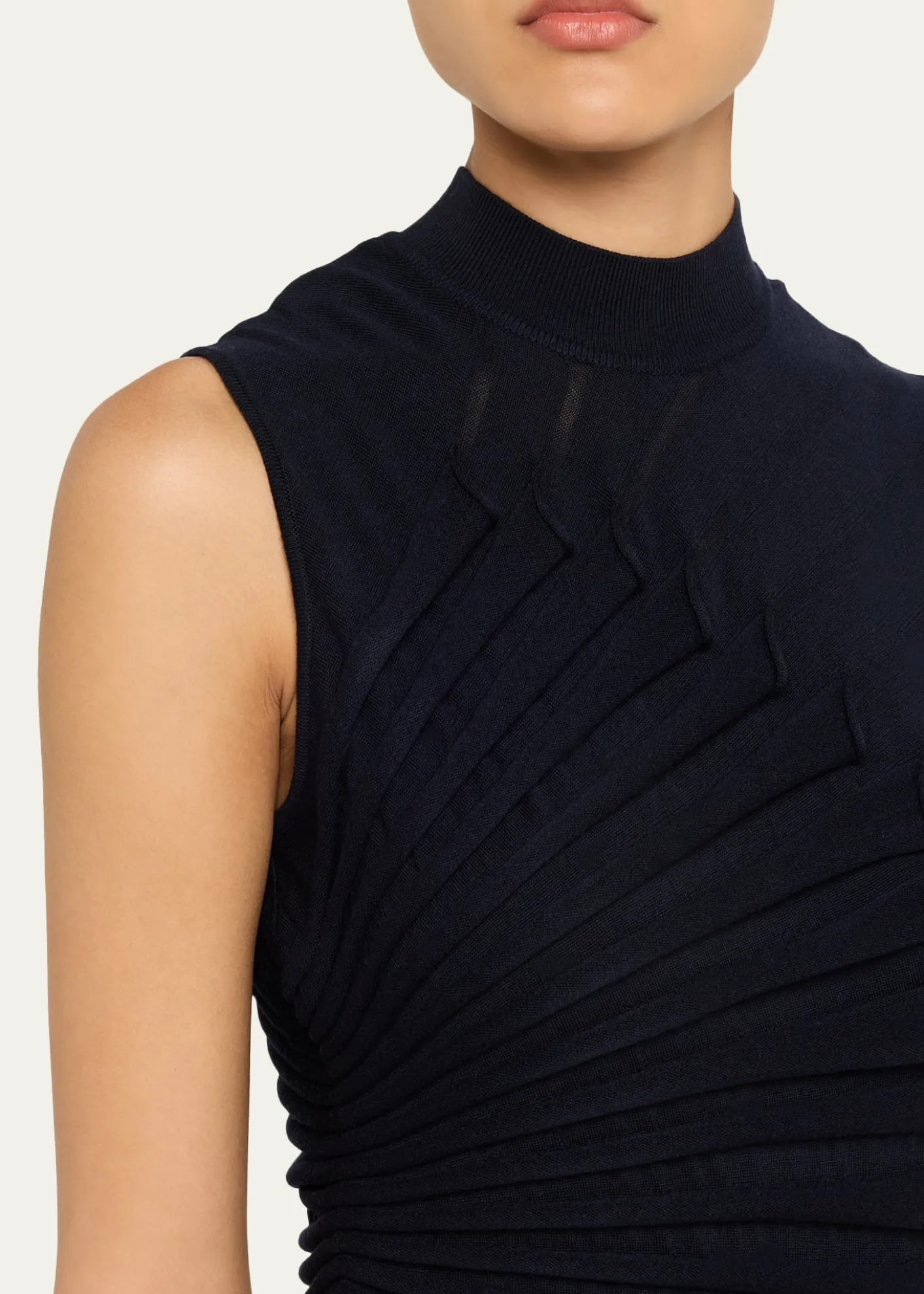 ALAIAMock-Neck Sculpting Wool Dress