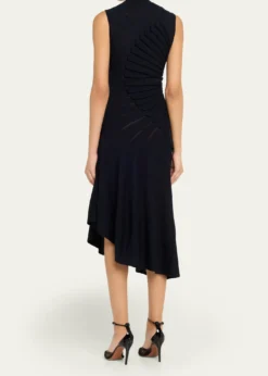 ALAIAMock-Neck Sculpting Wool Dress