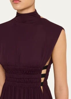ALAIAMock-Neck Waist-Cutout Jersey Backless Mini Dress