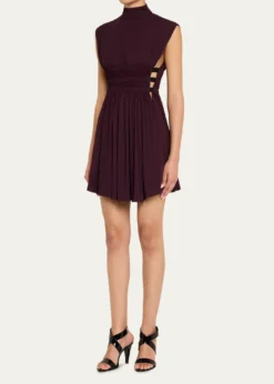 ALAIAMock-Neck Waist-Cutout Jersey Backless Mini Dress