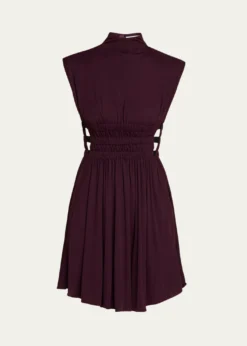 ALAIAMock-Neck Waist-Cutout Jersey Backless Mini Dress