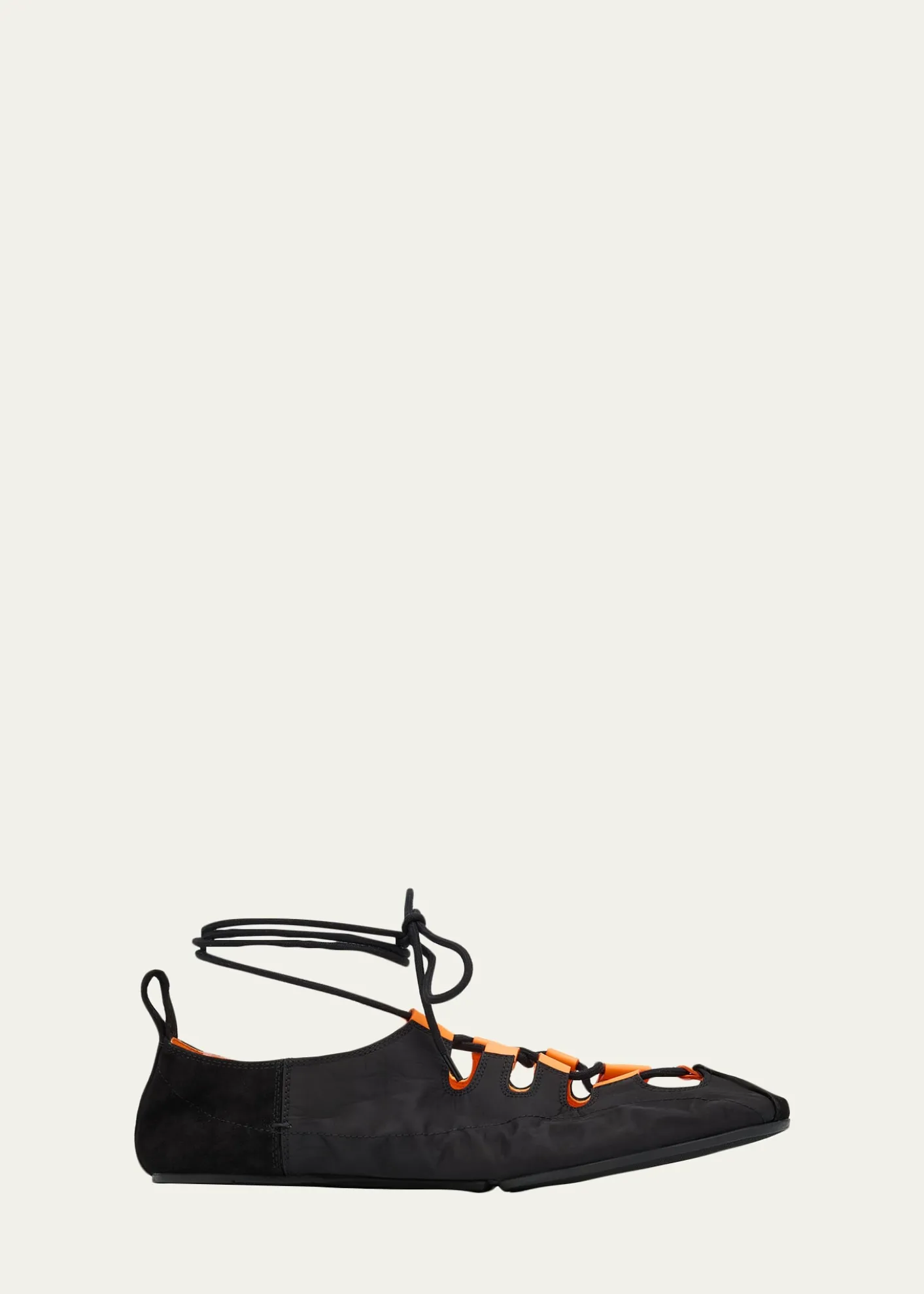 ALAIANylon Lace-Up Ballerina Flats