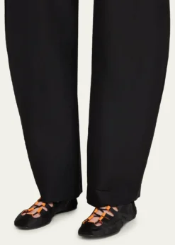 ALAIANylon Lace-Up Ballerina Flats