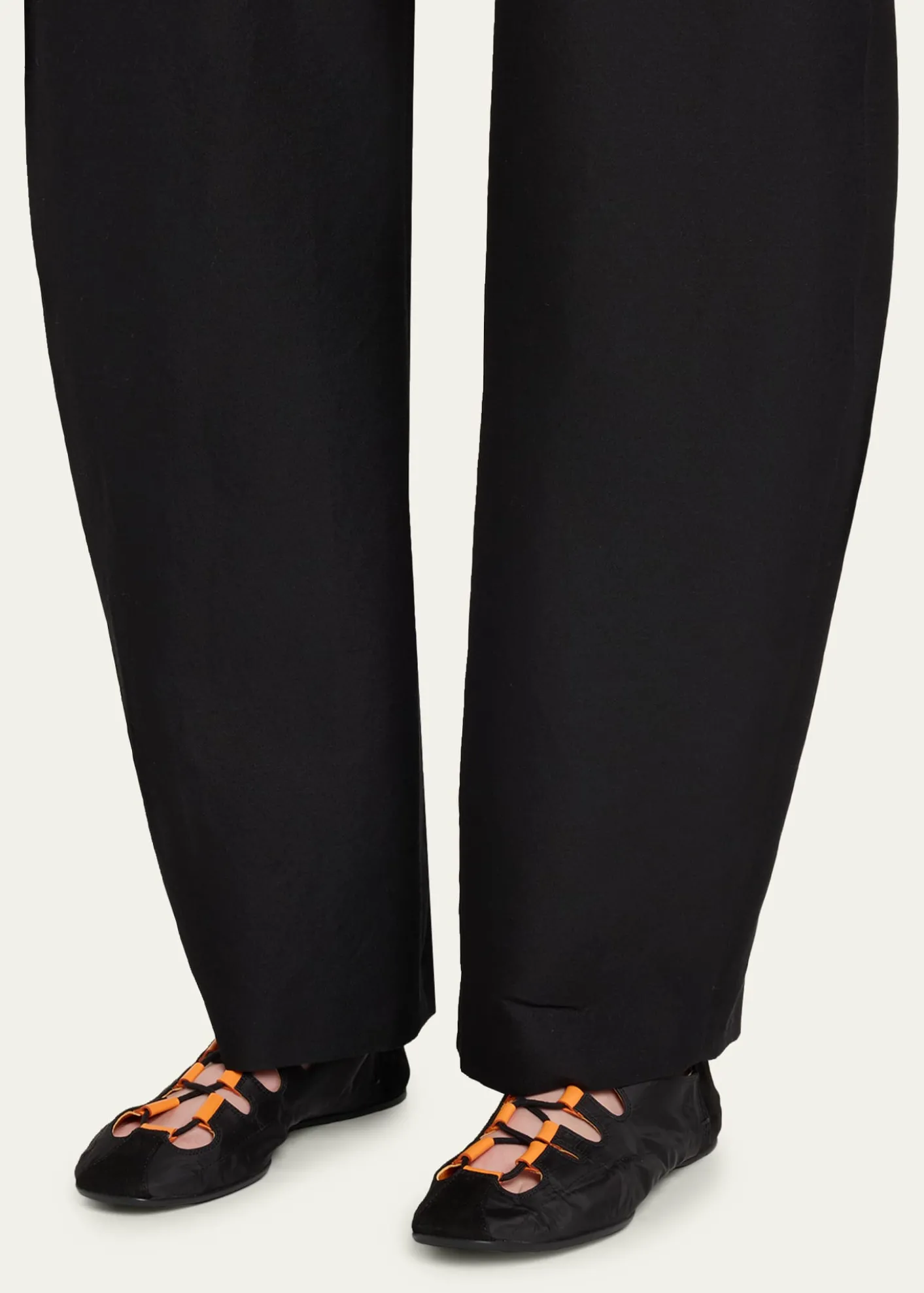 ALAIANylon Lace-Up Ballerina Flats