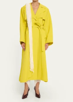 ALAIAPaper Belted Midi Trench Coat