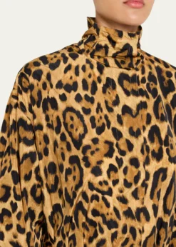 ALAIAPleated Leopard-Print Nylon Belted Trench Coat
