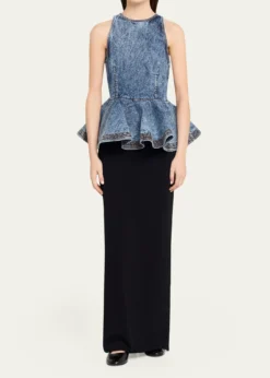 ALAIASleeveless Denim Peplum Top