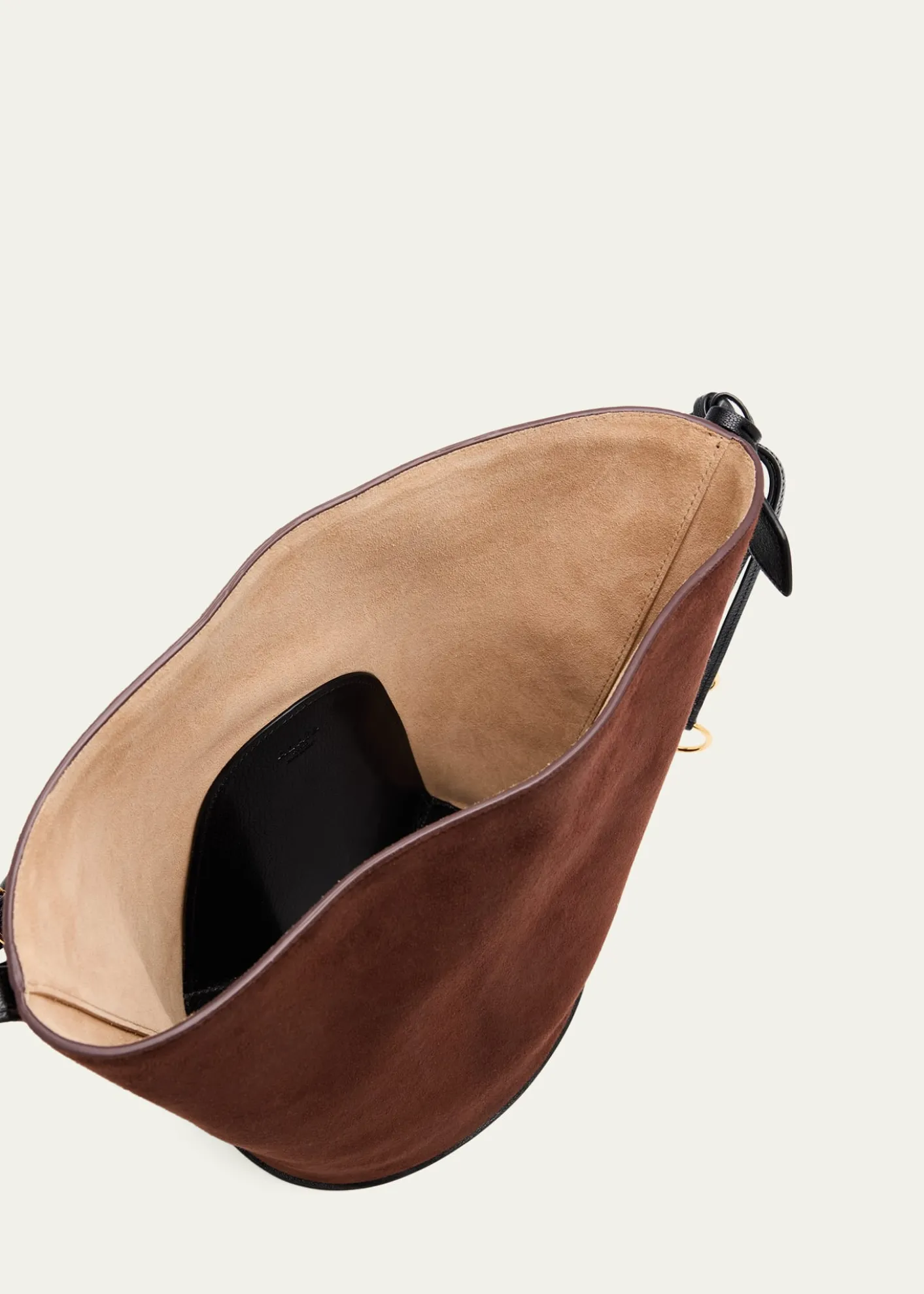 ALAIASmall Smooth Suede & Leather Curved Bucket Bag