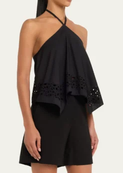 A.L.C.Aleia Cotton Eyelet Halter Top