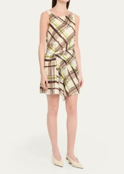A.L.C.Dea Plaid Draped Mini Dress