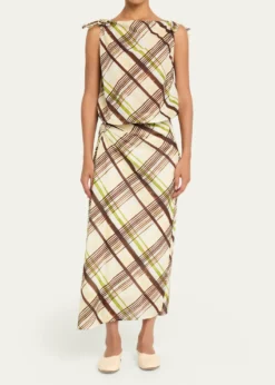 A.L.C.Dylan Plaid Shoulder-Tie Top