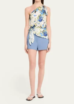 A.L.C.Ellianna One-Shoulder Satin Scarf Top