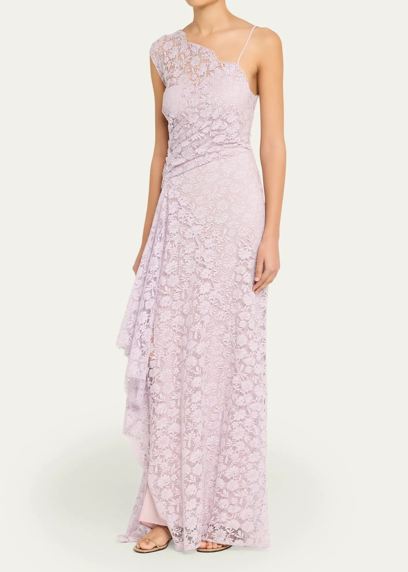 A.L.C.Gia Asymmetric Draped Lace Gown