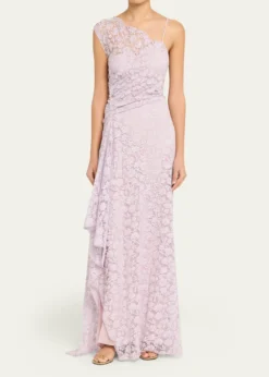 A.L.C.Gia Asymmetric Draped Lace Gown