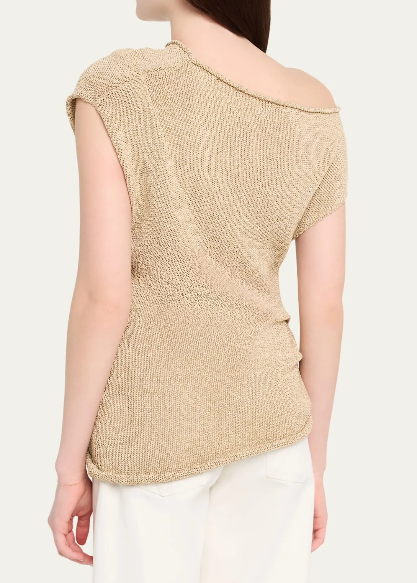 A.L.C.Joni Draped One-Shoulder Metallic Knit Top