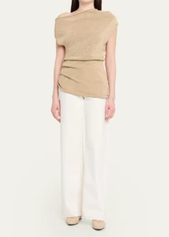A.L.C.Joni Draped One-Shoulder Metallic Knit Top