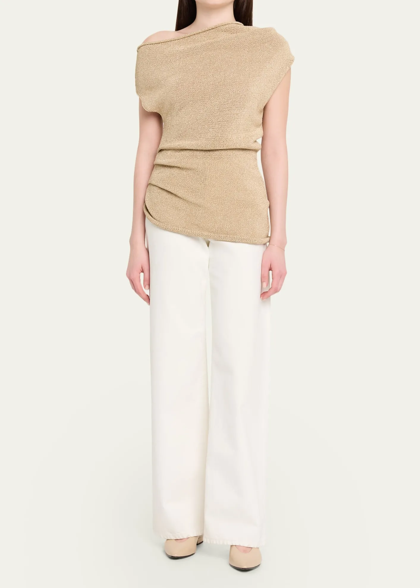 A.L.C.Joni Draped One-Shoulder Metallic Knit Top
