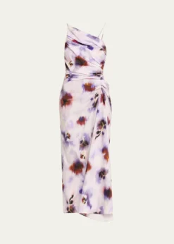 A.L.C.Juno Asymmetric Floral Midi Dress