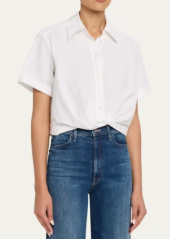 A.L.C.Lily Cropped Twist-Front Poplin Shirt
