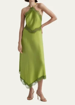 A.L.C.Lucia Satin & Lace Midi Dress
