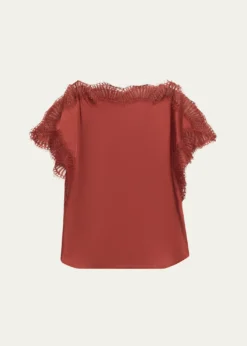 A.L.C.Luna Satin Lace-Trim Top