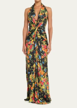 A.L.C.Mabel Floral Halter Gown