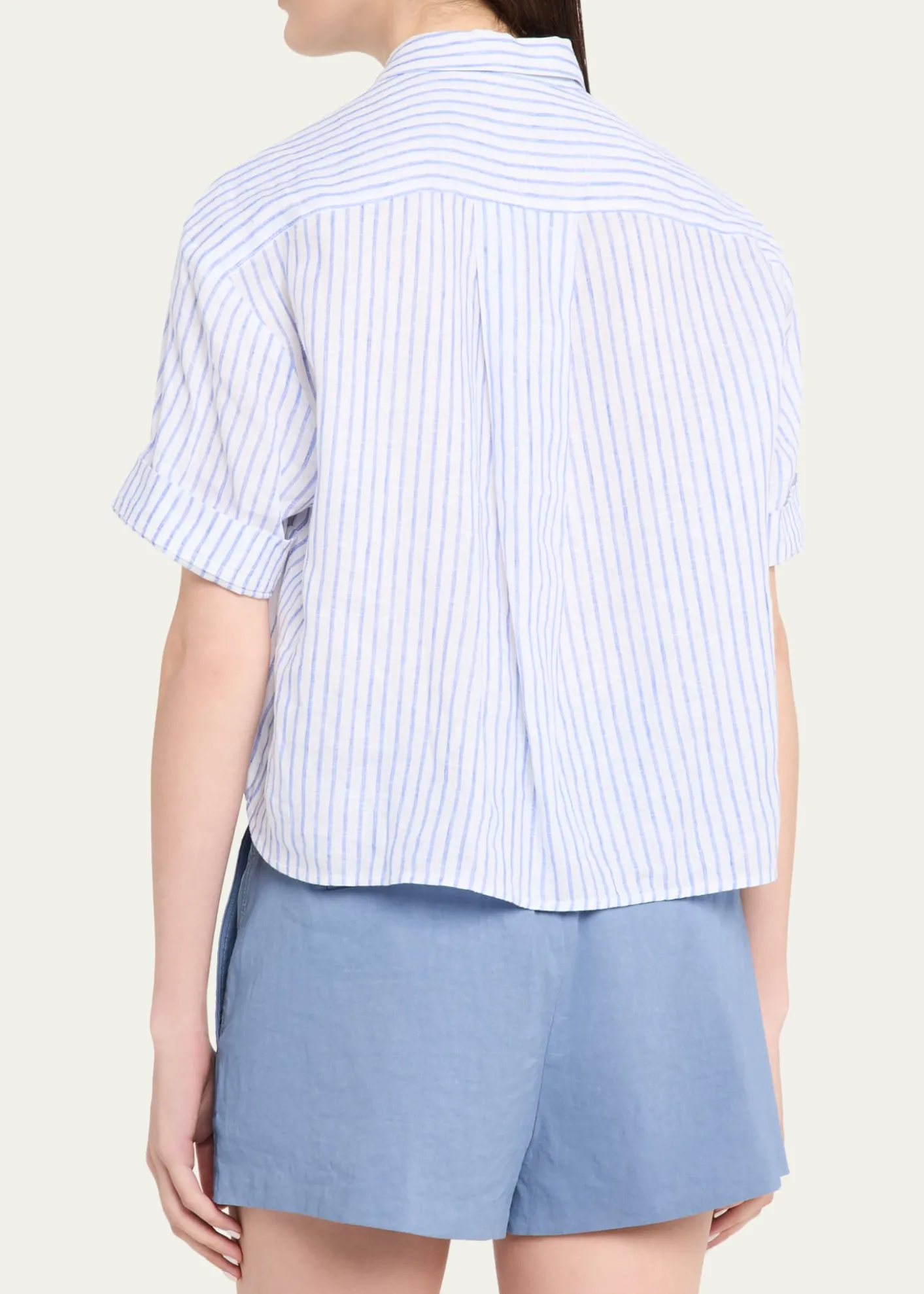 A.L.C.Mel Stripe Linen Cropped Shirt