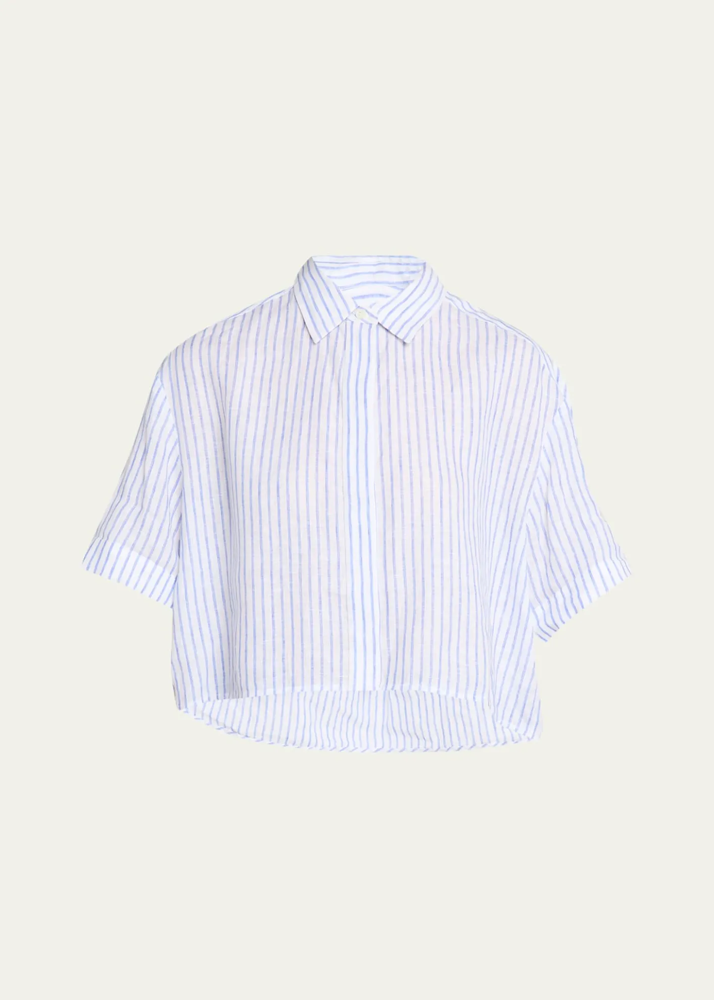 A.L.C.Mel Stripe Linen Cropped Shirt