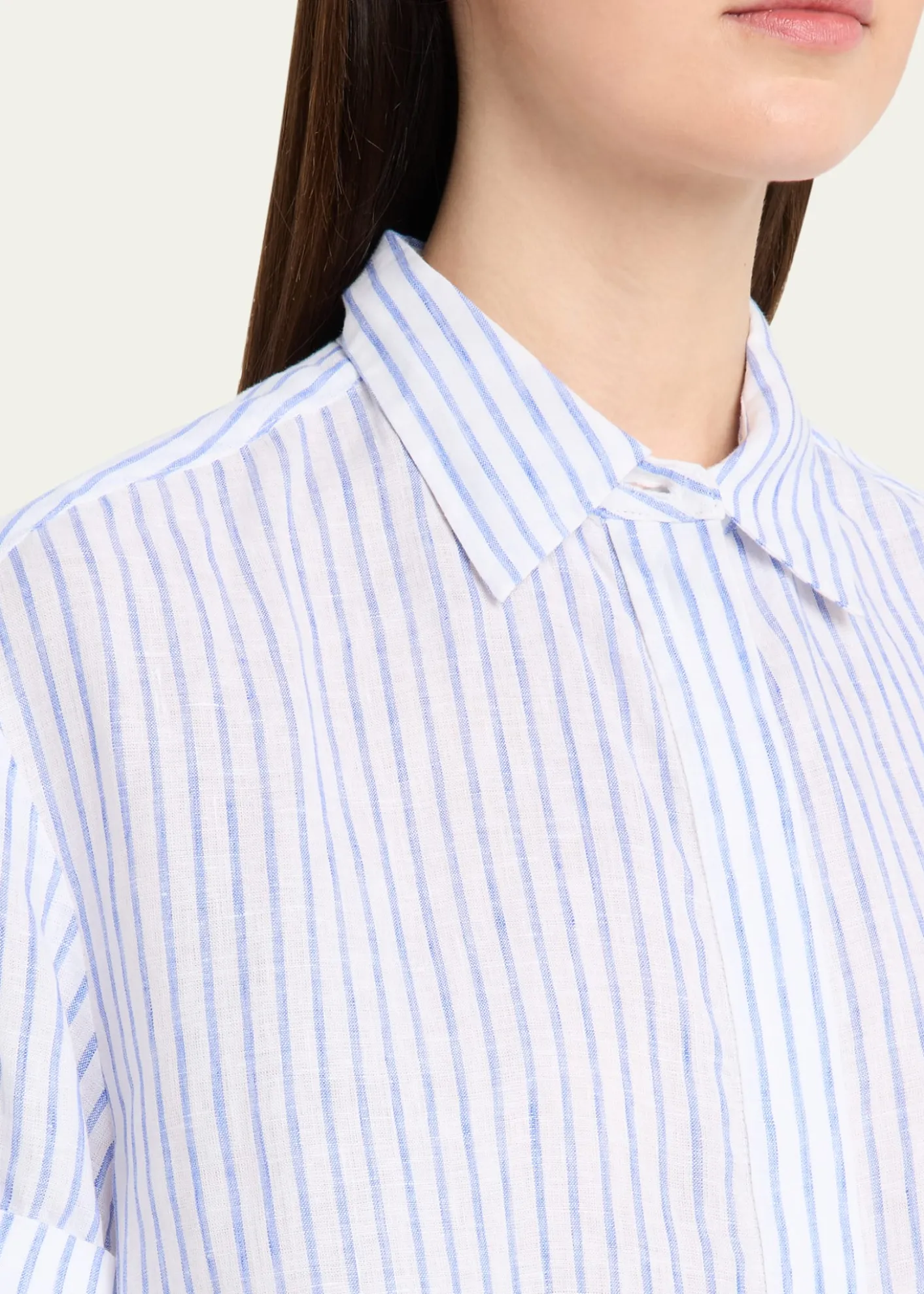 A.L.C.Mel Stripe Linen Cropped Shirt