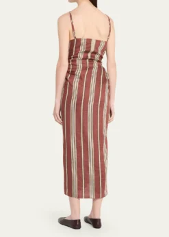 A.L.C.Naomi Draped Stripe Linen Midi Dress