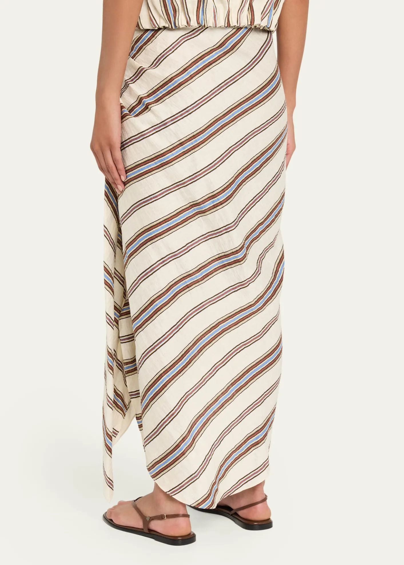 A.L.C.Rhodes Draped Linen Midi Skirt