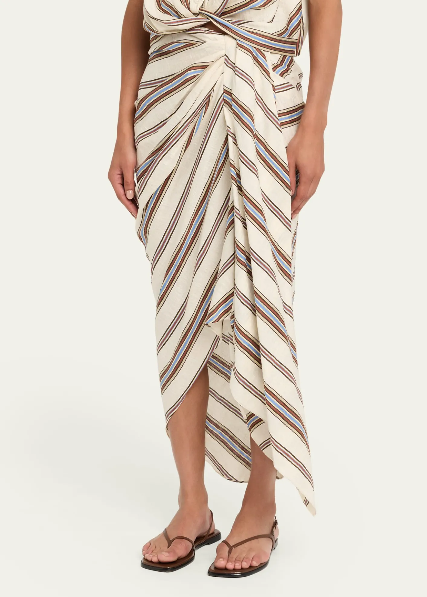 A.L.C.Rhodes Draped Linen Midi Skirt