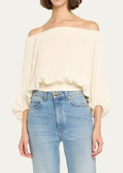 A.L.C.Sienna Pleated Off-The-Shoulder Top