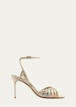 Alexandre Birman85mm Solene Metallic Leather Sandals