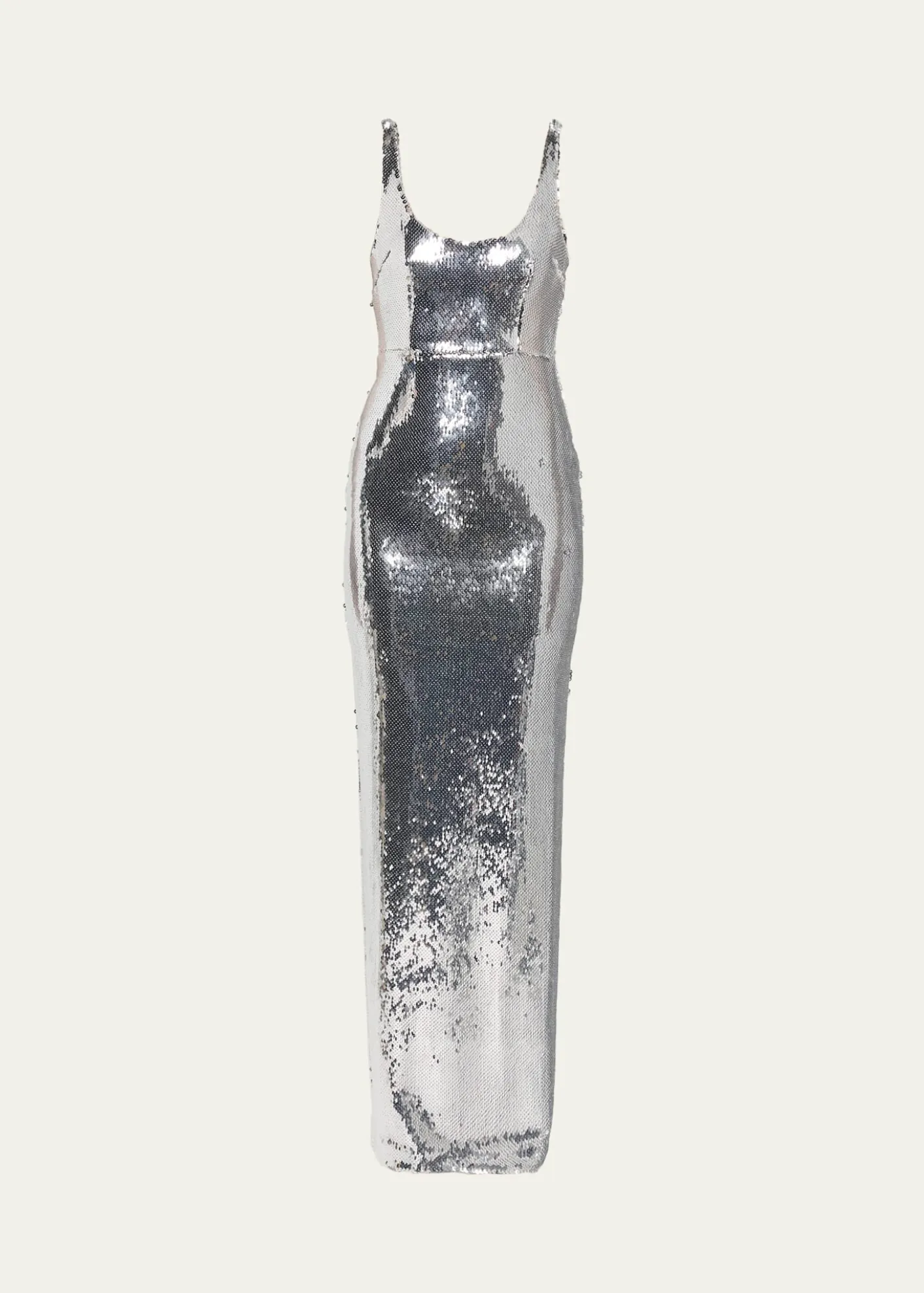Alex PerrySleeveless Sequined Column Singlet Gown