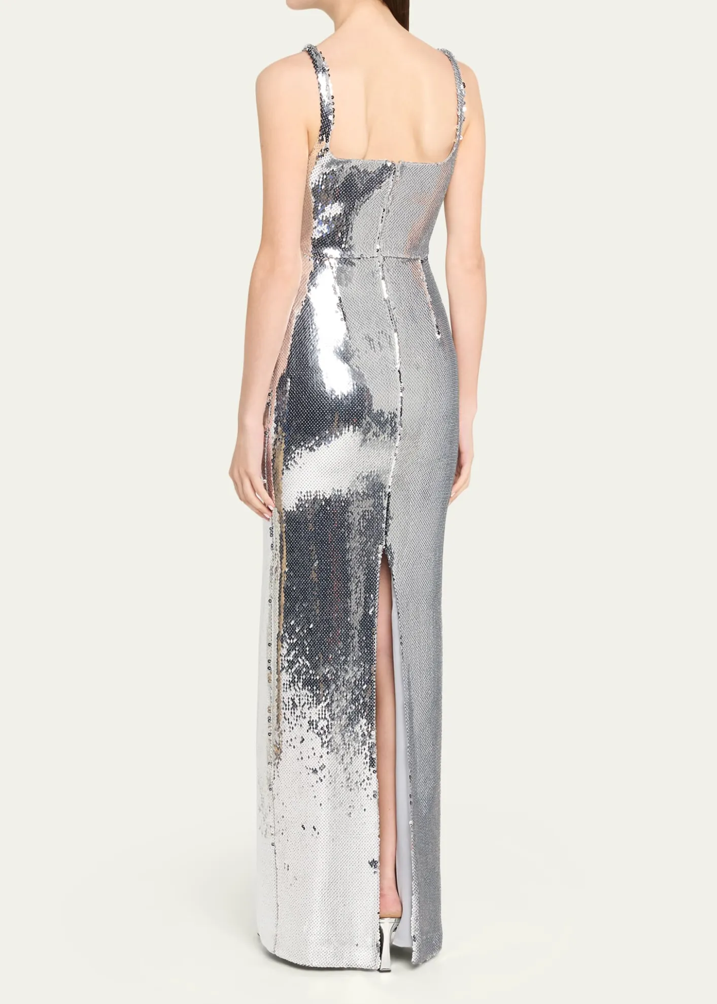 Alex PerrySleeveless Sequined Column Singlet Gown