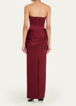 Alex PerryStrapless Corset Draped Column Gown