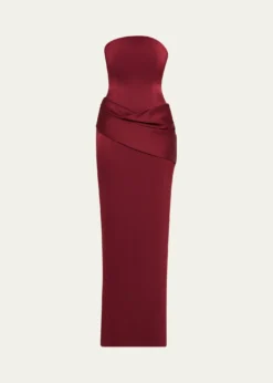 Alex PerryStrapless Corset Draped Column Gown