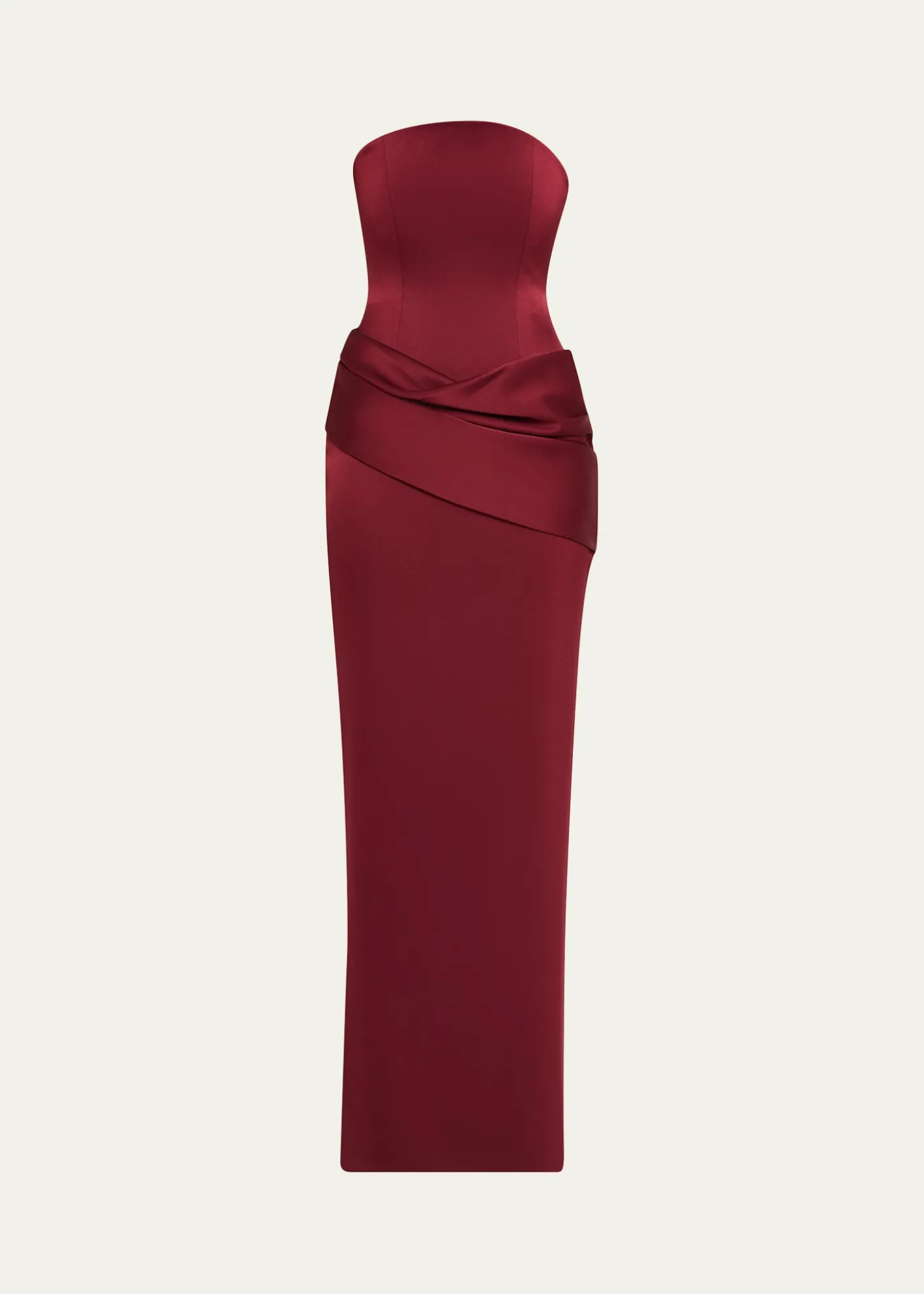 Alex PerryStrapless Corset Draped Column Gown