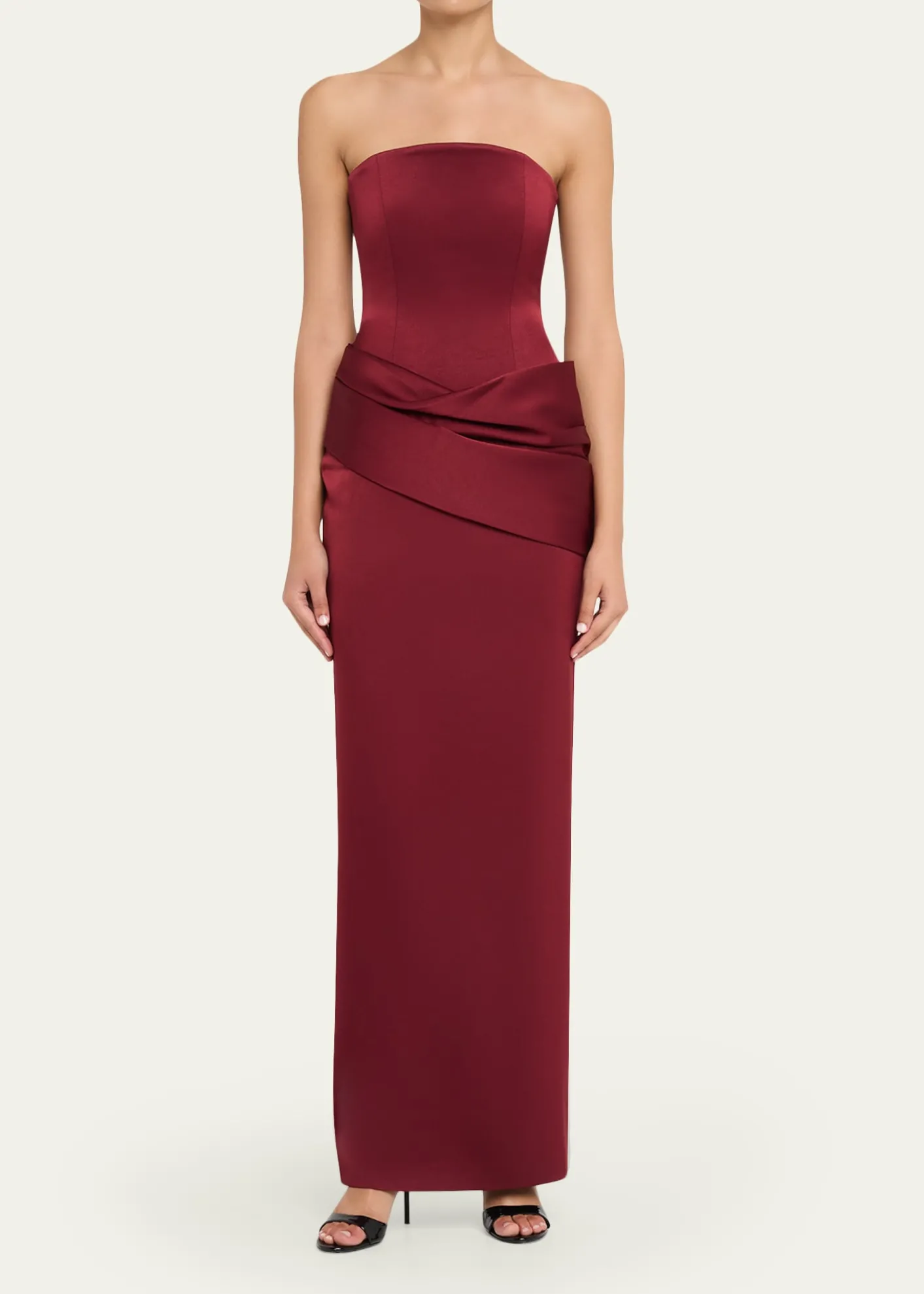 Alex PerryStrapless Corset Draped Column Gown