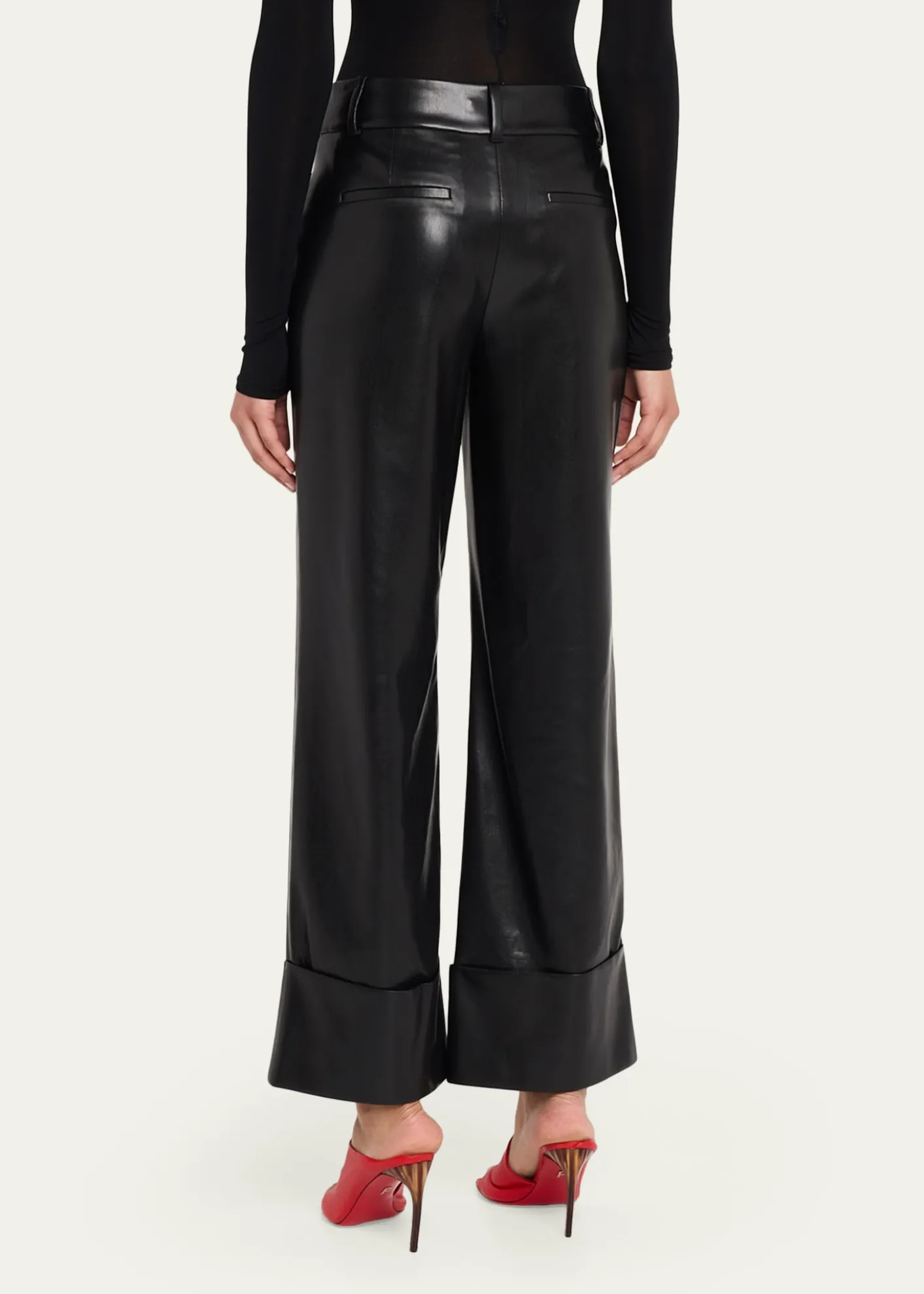 ALICE + OLIVIAAlexander Vegan Leather Cuffed Pants