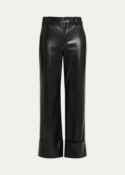 ALICE + OLIVIAAlexander Vegan Leather Cuffed Pants