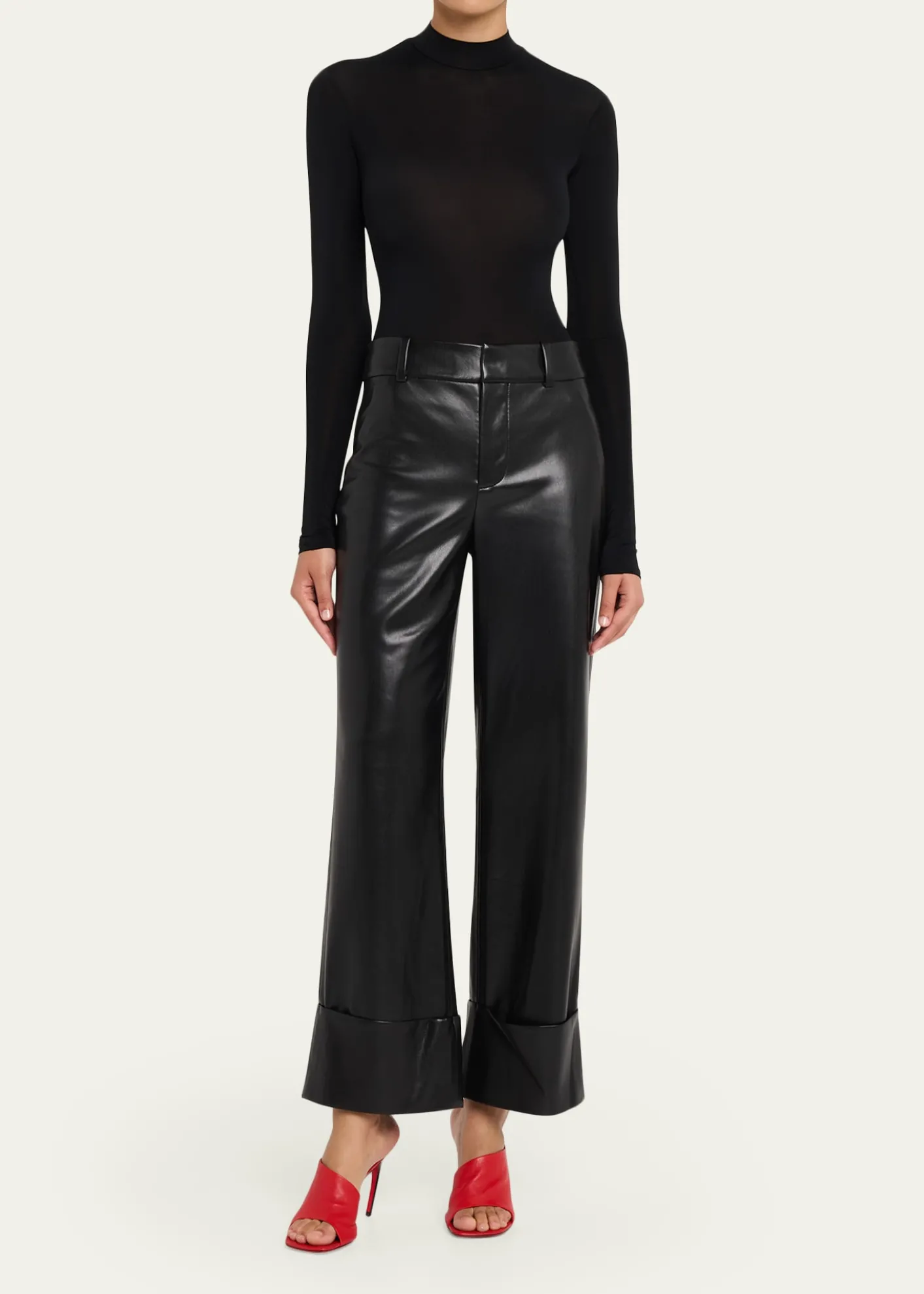 ALICE + OLIVIAAlexander Vegan Leather Cuffed Pants