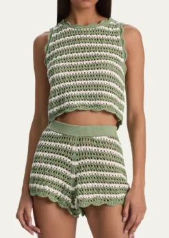 ALICE + OLIVIAAmity Striped Crochet Tank Top