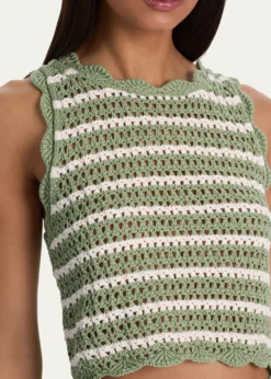 ALICE + OLIVIAAmity Striped Crochet Tank Top