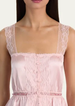 ALICE + OLIVIAAnnabeth Embroidered Satin Tank Top